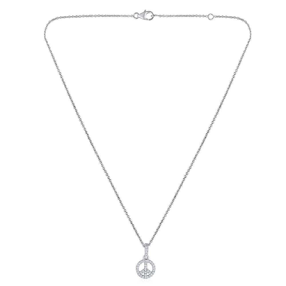 Solid Gold Natural Diamond Small Peace Charm Necklace