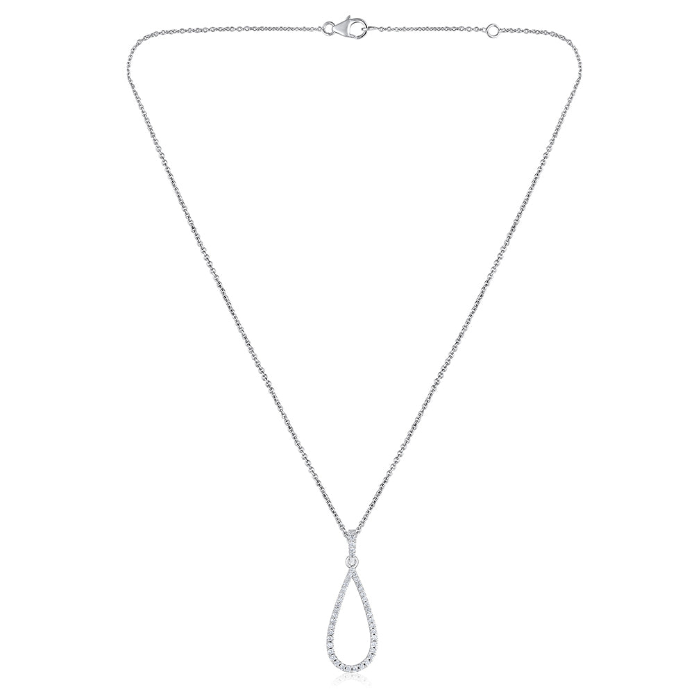 Solid Gold 0.3ct Natural Diamond Teardrop Charm Pendant Necklace