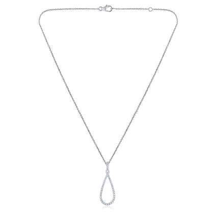 Solid Gold 0.3ct Natural Diamond Teardrop Charm Pendant Necklace