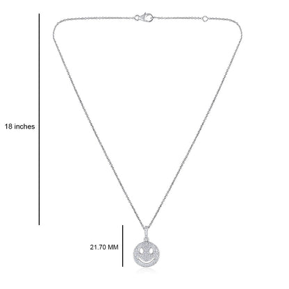 Solid Gold 0.4ct Natural Diamond Smily Face Charm Pendant Necklace