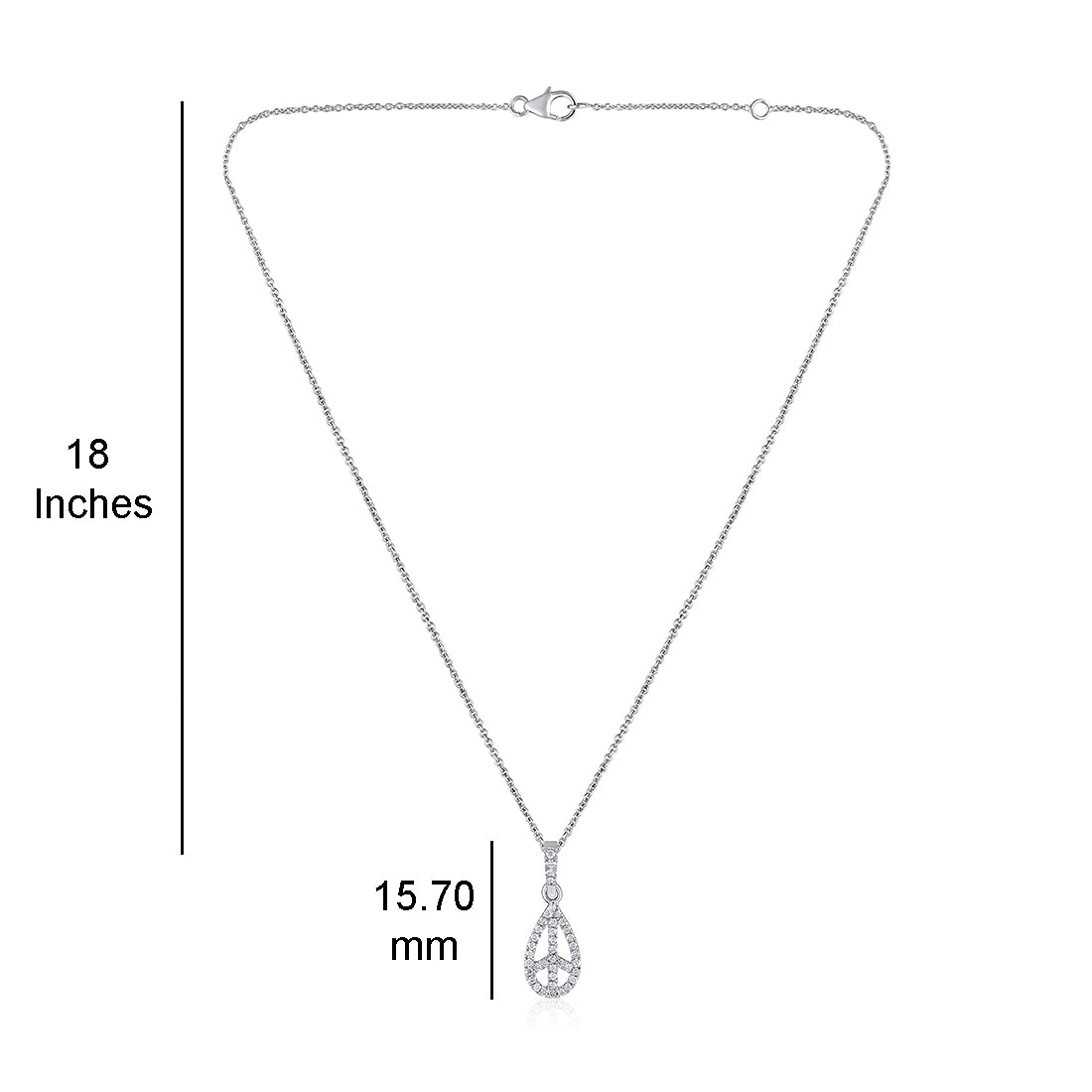 Solid Gold 0.21ct Natural Diamond Pear Peace Sign Necklace