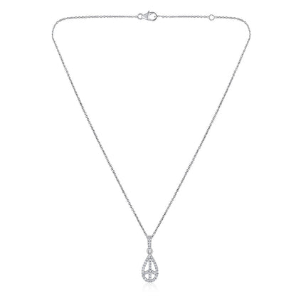 Solid Gold 0.21ct Natural Diamond Pear Peace Sign Necklace
