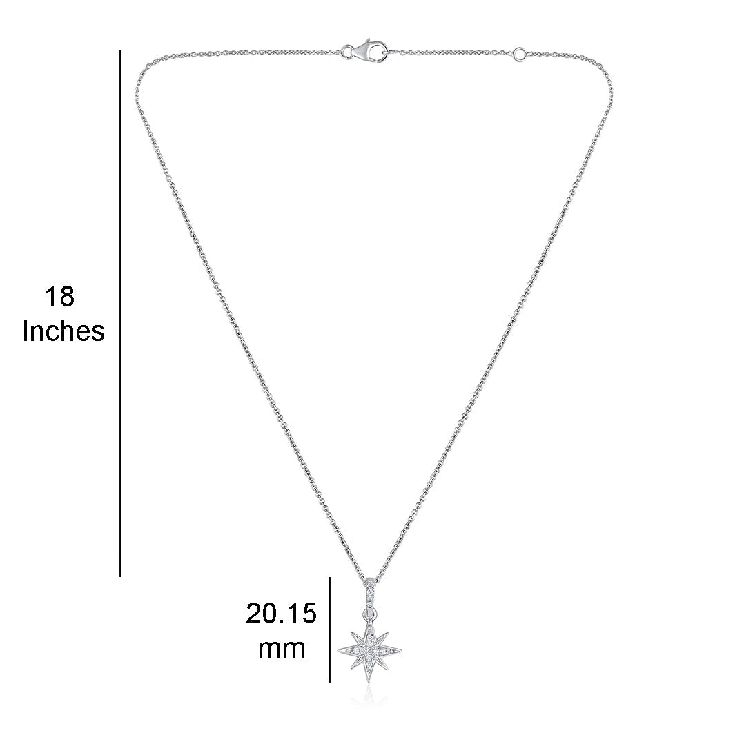 Solid Gold Natural Diamond Small Shining Star Charm Necklace