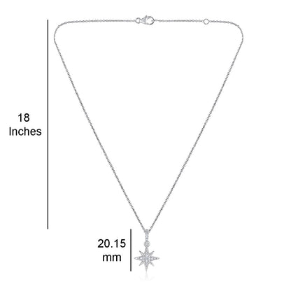 Solid Gold Natural Diamond Small Shining Star Charm Necklace