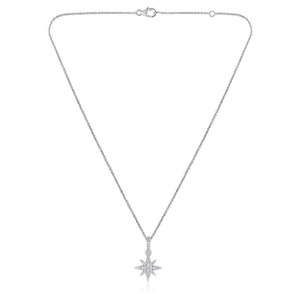 Solid Gold Natural Diamond Small Shining Star Charm Necklace