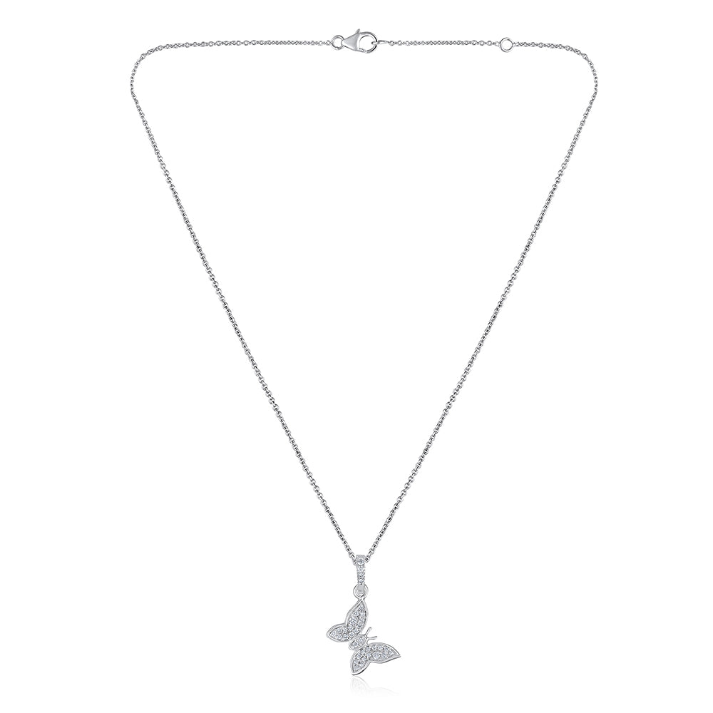 Solid Gold 0.34ct Natural Diamond Butterfly Necklace