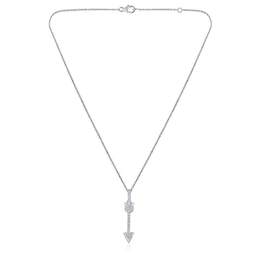 Solid Gold Natural Diamond Arrow Charm Lariat Y Necklace
