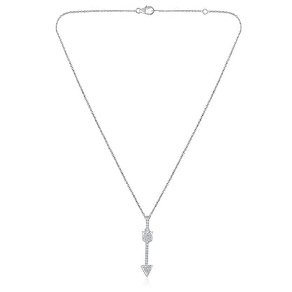 Solid Gold Natural Diamond Arrow Charm Lariat Y Necklace