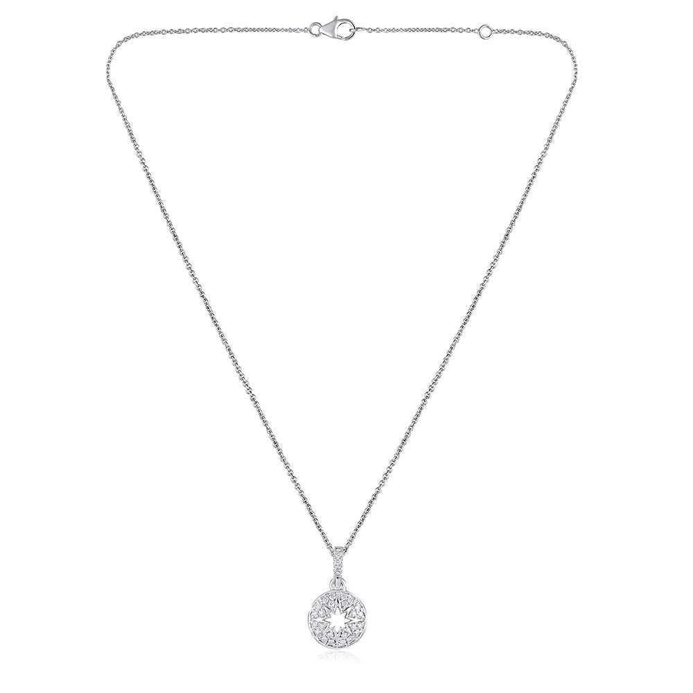 Solid Gold Natural Diamond Star Shield Pendant Necklace