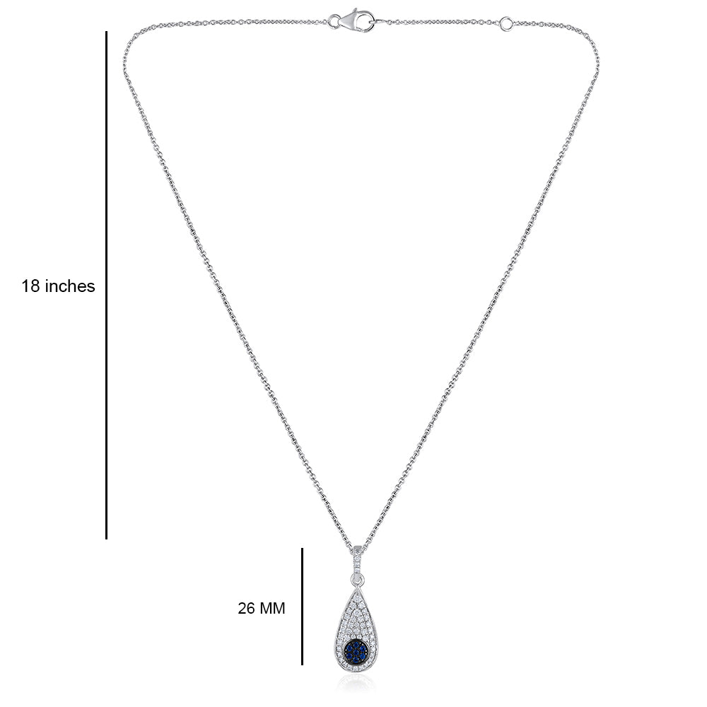 Solid Gold 0.3ct Natural Diamond w/ Sapphire Teardrop Necklace