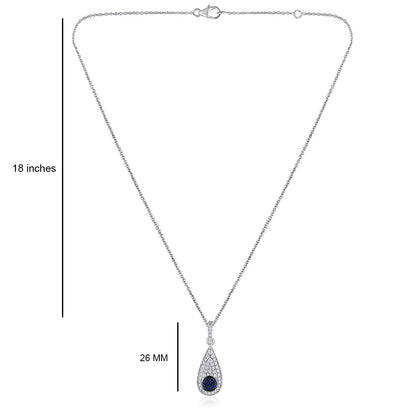 Solid Gold 0.3ct Natural Diamond w/ Sapphire Teardrop Necklace