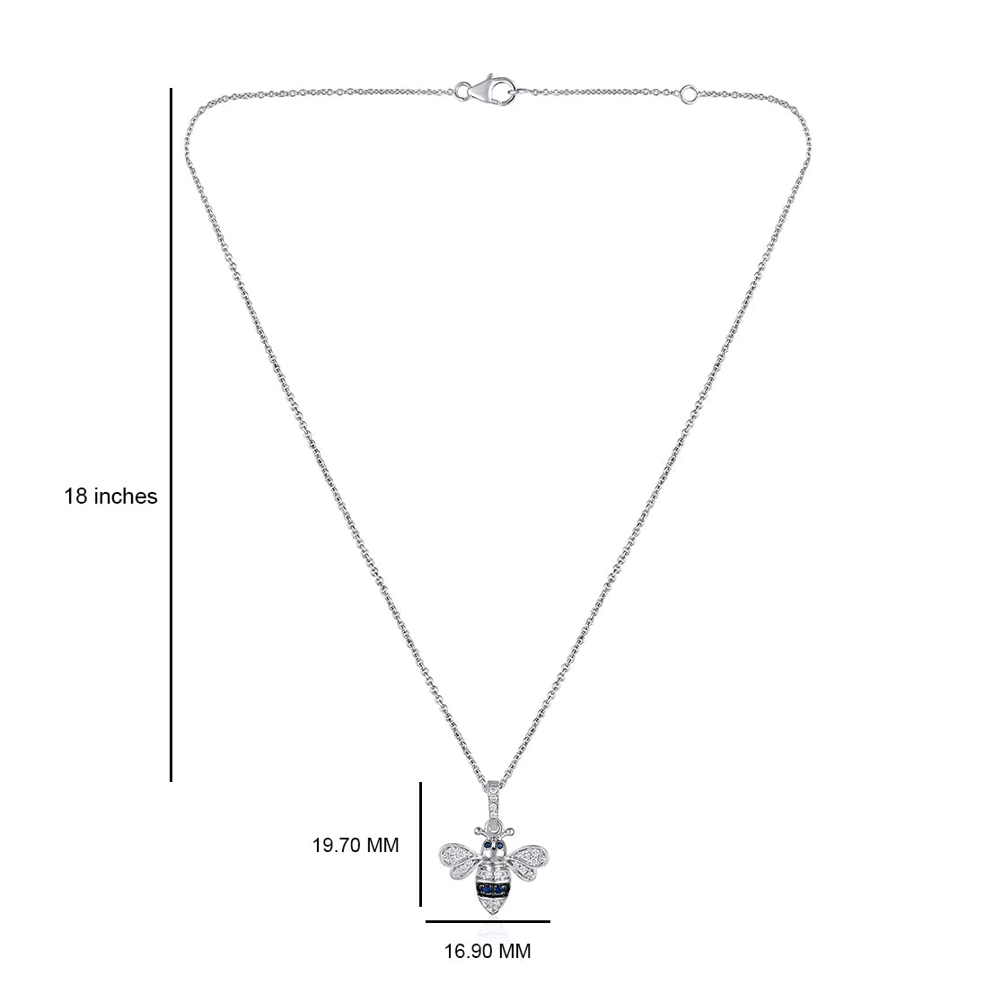 Solid Gold 0.4ct Natural Diamond w/ Sapphire Bee Necklace