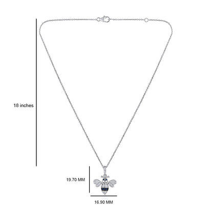 Solid Gold 0.4ct Natural Diamond w/ Sapphire Bee Necklace