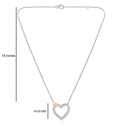 Solid Gold 0.2ct Natural Diamond Heart Flower Necklace