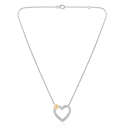 Solid Gold 0.2ct Natural Diamond Heart Flower Necklace