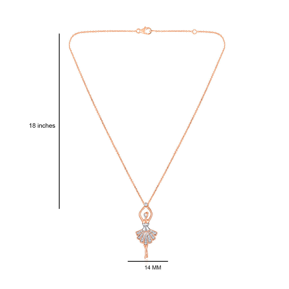 Solid Gold 0.2ct Natural Diamond Ballet Charm Dancer Necklace
