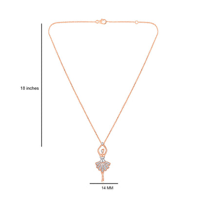 Solid Gold 0.2ct Natural Diamond Ballet Charm Dancer Necklace