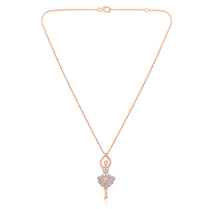 Solid Gold 0.2ct Natural Diamond Ballet Charm Dancer Necklace