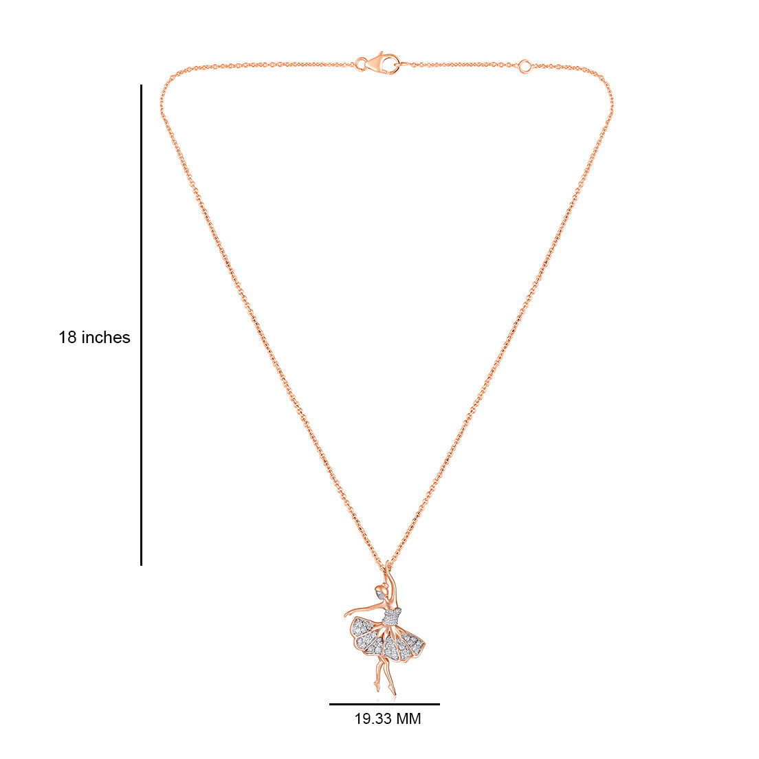 Solid Gold 0.3ct Natural Diamond Ballet Dancer Charm Necklace