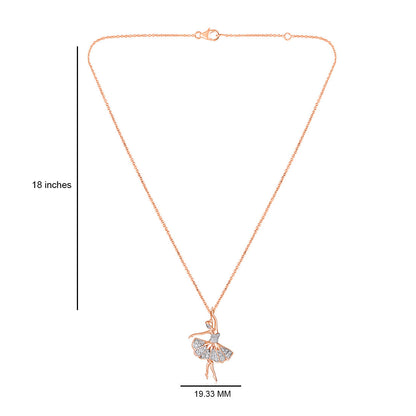 Solid Gold 0.3ct Natural Diamond Ballet Dancer Charm Necklace