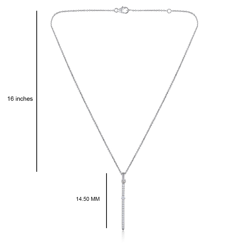 Solid Gold 0.2ct Natural Diamond Line Stick Bar Y Drop Necklace