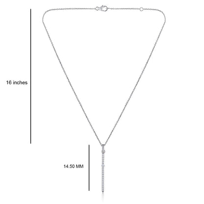 Solid Gold 0.2ct Natural Diamond Line Stick Bar Y Drop Necklace