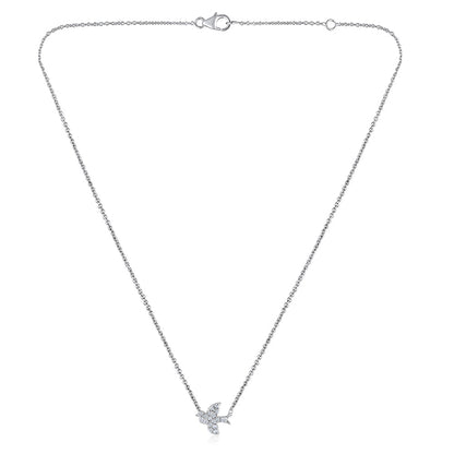 Solid Gold 0.23ct Natural Diamond Bird Necklace Earrings Set
