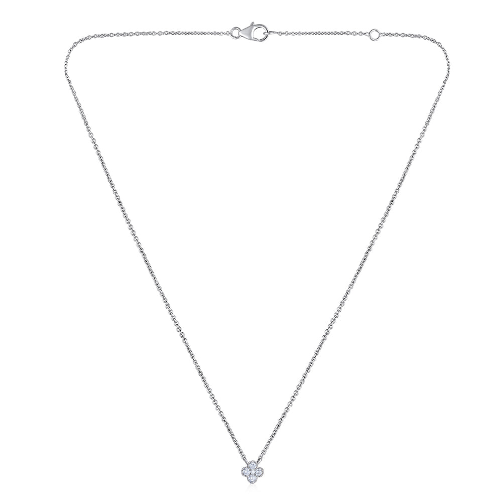 Solid Gold 0.3ct Natural Diamond Small Clover Necklace Earrings Set