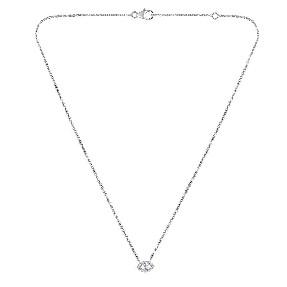 Solid Gold 0.2ct Natural Diamond Evil Eye Necklace Earrings Set