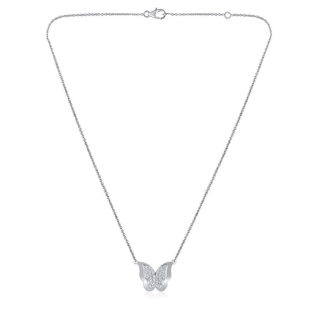 Solid Gold 0.5ct Natural Diamond Butterfly Necklace