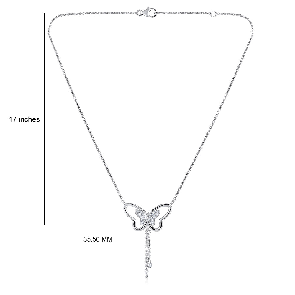 Solid Gold 0.3ct Natural Diamond Butterfly Lariat Necklace
