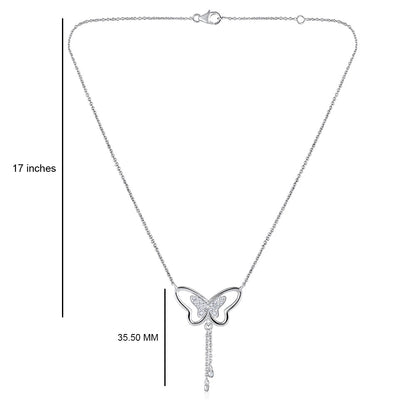 Solid Gold 0.3ct Natural Diamond Butterfly Lariat Necklace