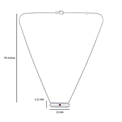 Solid Gold 0.3ct Natural Diamond w/ CZ Red Stone Eye Necklace