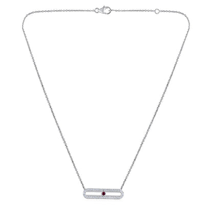 Solid Gold 0.3ct Natural Diamond w/ CZ Red Stone Eye Necklace