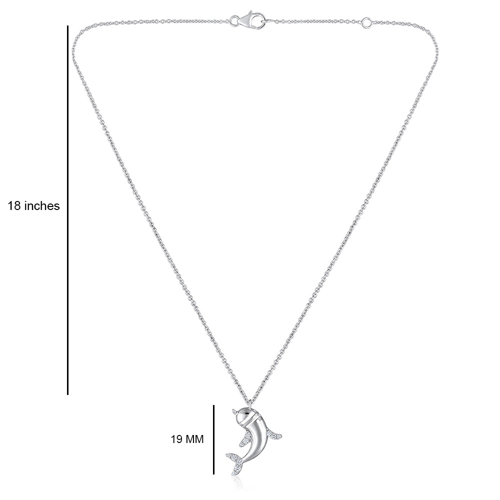 Solid Gold Natural Diamond Dolphin Charm Necklace