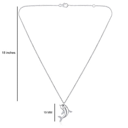 Solid Gold Natural Diamond Dolphin Charm Necklace