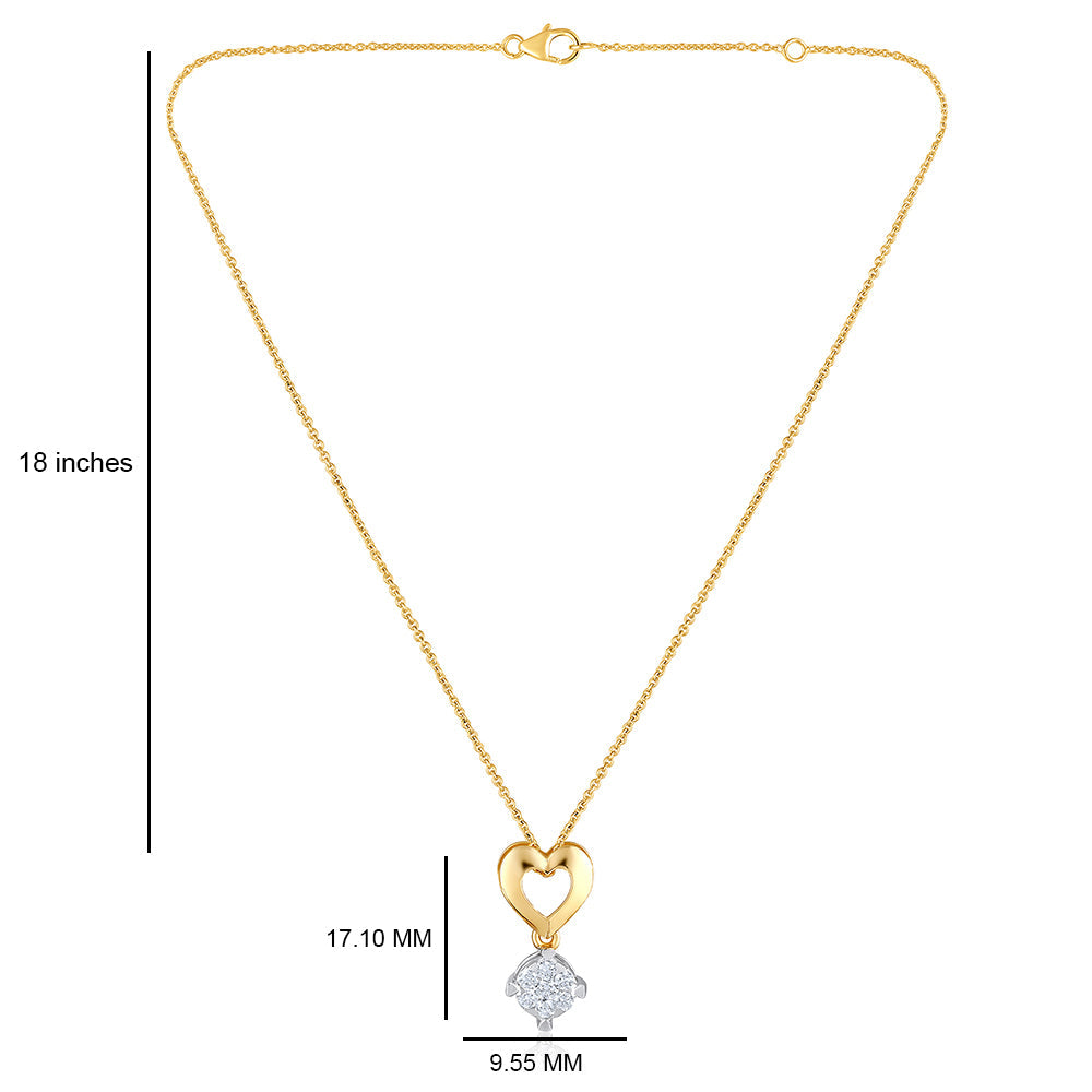 Solid Gold 0.21ct Natural Diamond Heart Ball Necklace