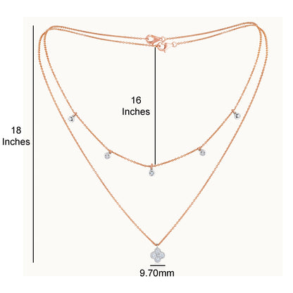 Solid Gold Natural Diamond Clover Station Layer Necklace