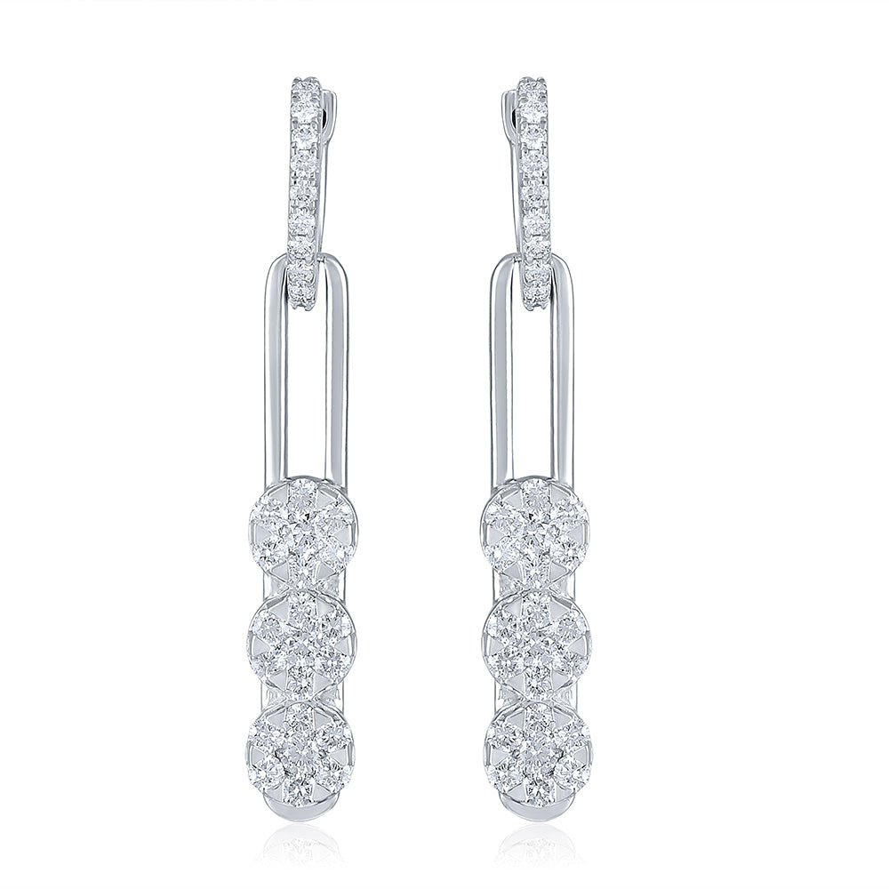 2.8ct Natural Diamonds Solid Gold Y Necklace Long Earrings Set