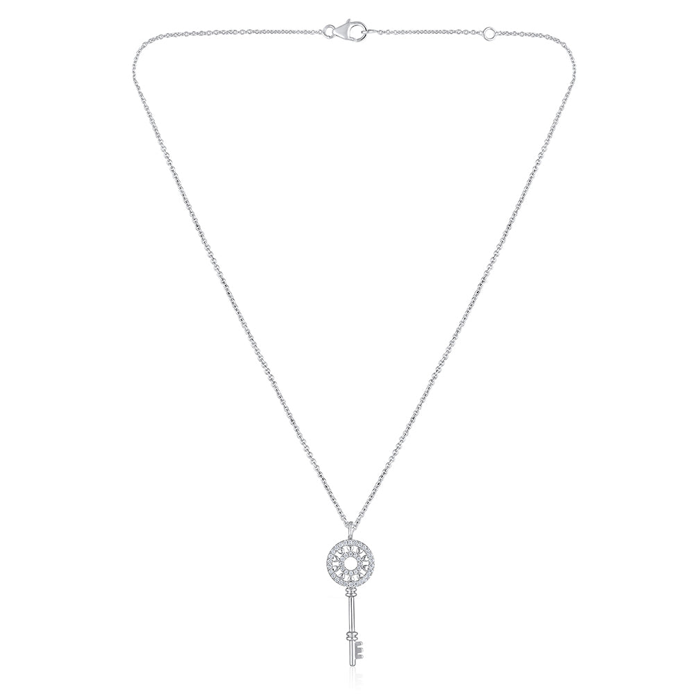 Solid Gold Natural Diamond Key Charm Pendant Only