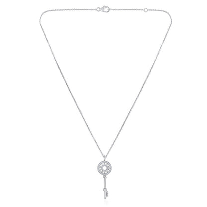 Solid Gold Natural Diamond Key Charm Pendant Only