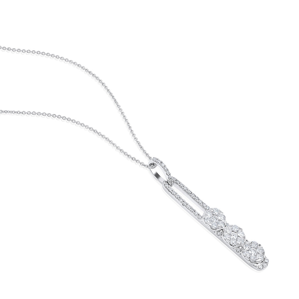 2.8ct Natural Diamonds Solid Gold Y Necklace Long Earrings Set