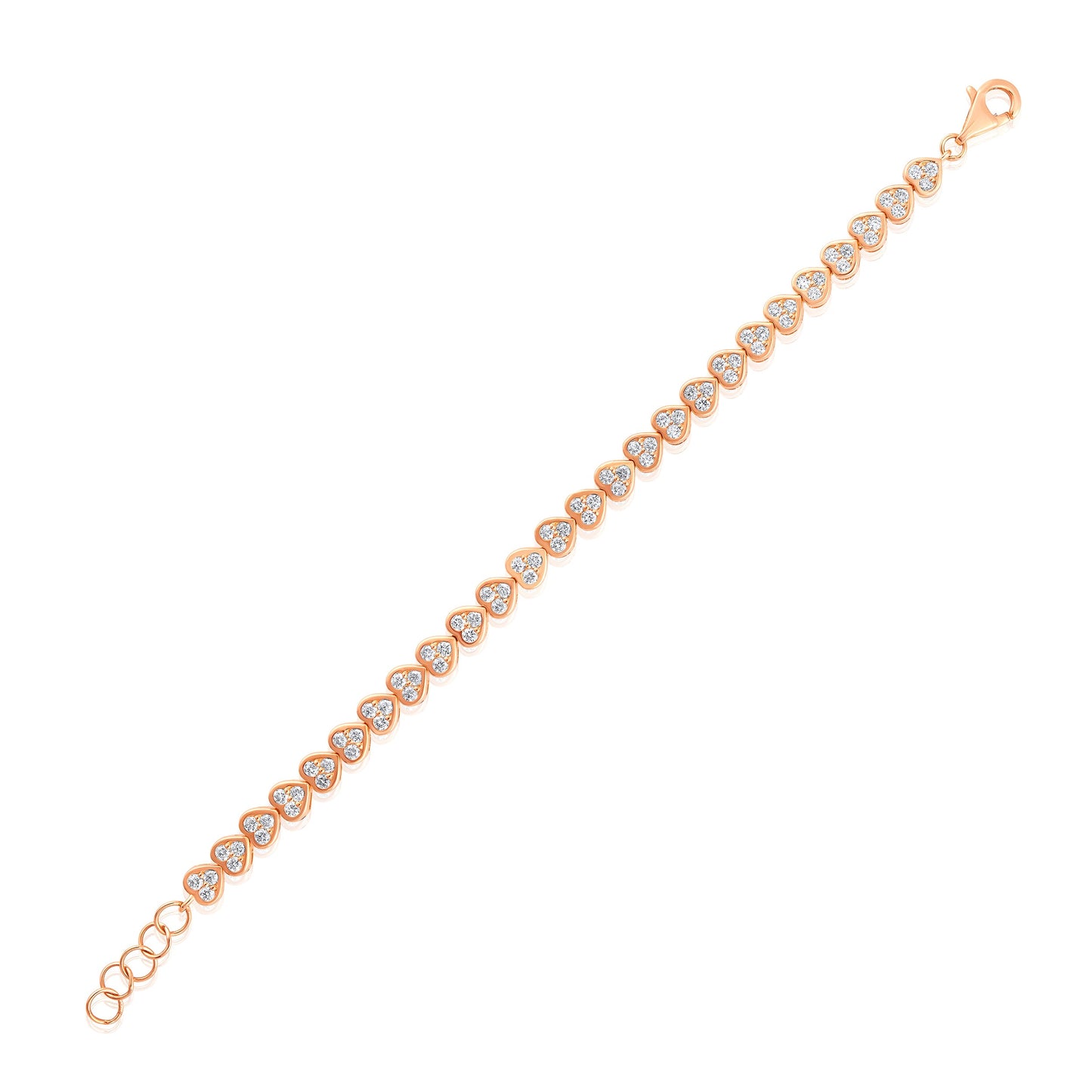 Solid Gold 2ct Natural Diamond Heart Illusion Tennis Link Bracelet