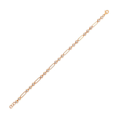 Solid Gold 1.3ct Natural Diamond Spike Bezel Paper Clip Link Bracelet