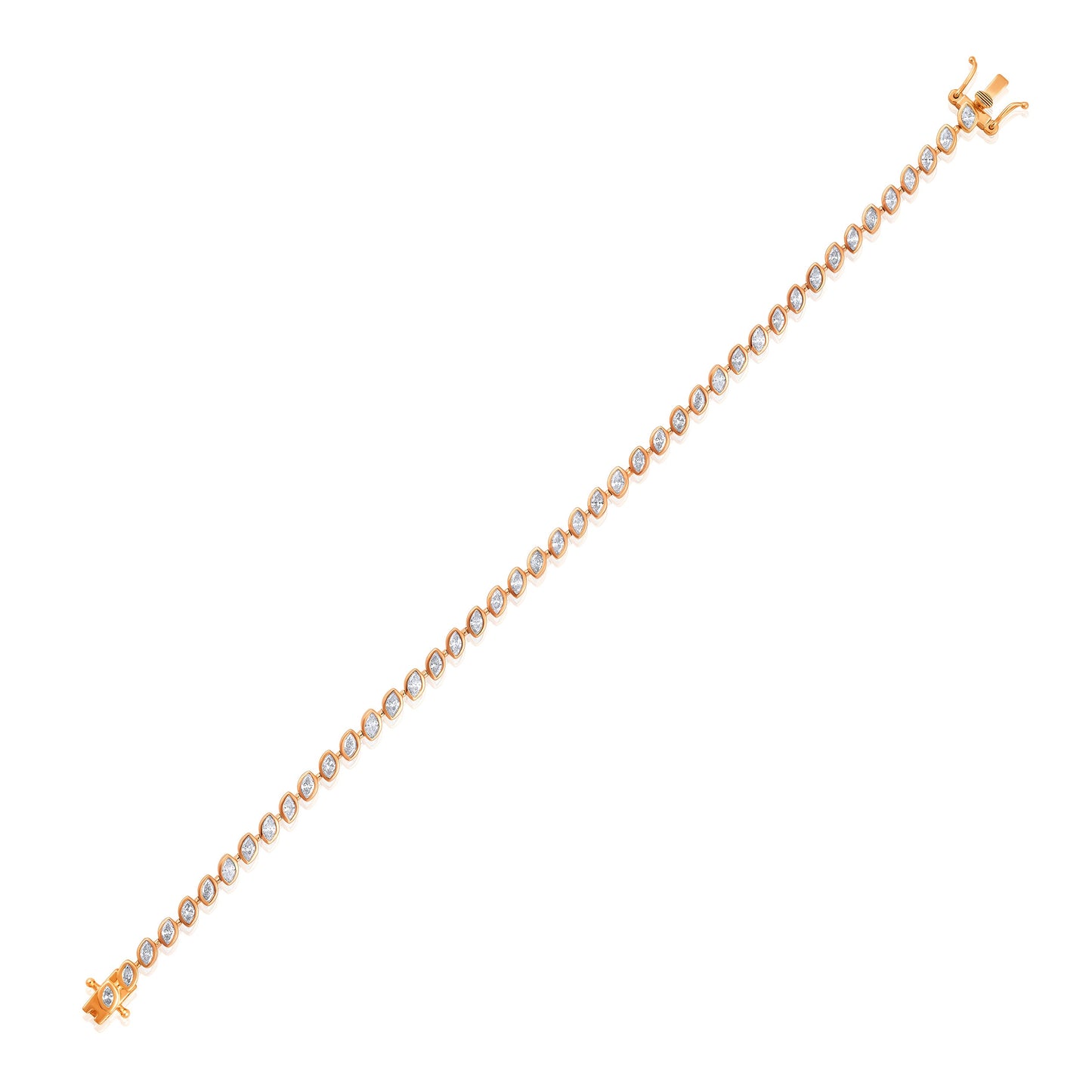 Solid Gold 2.8ct Natural Diamond Marquise Leaf Tennis Link Bracelet
