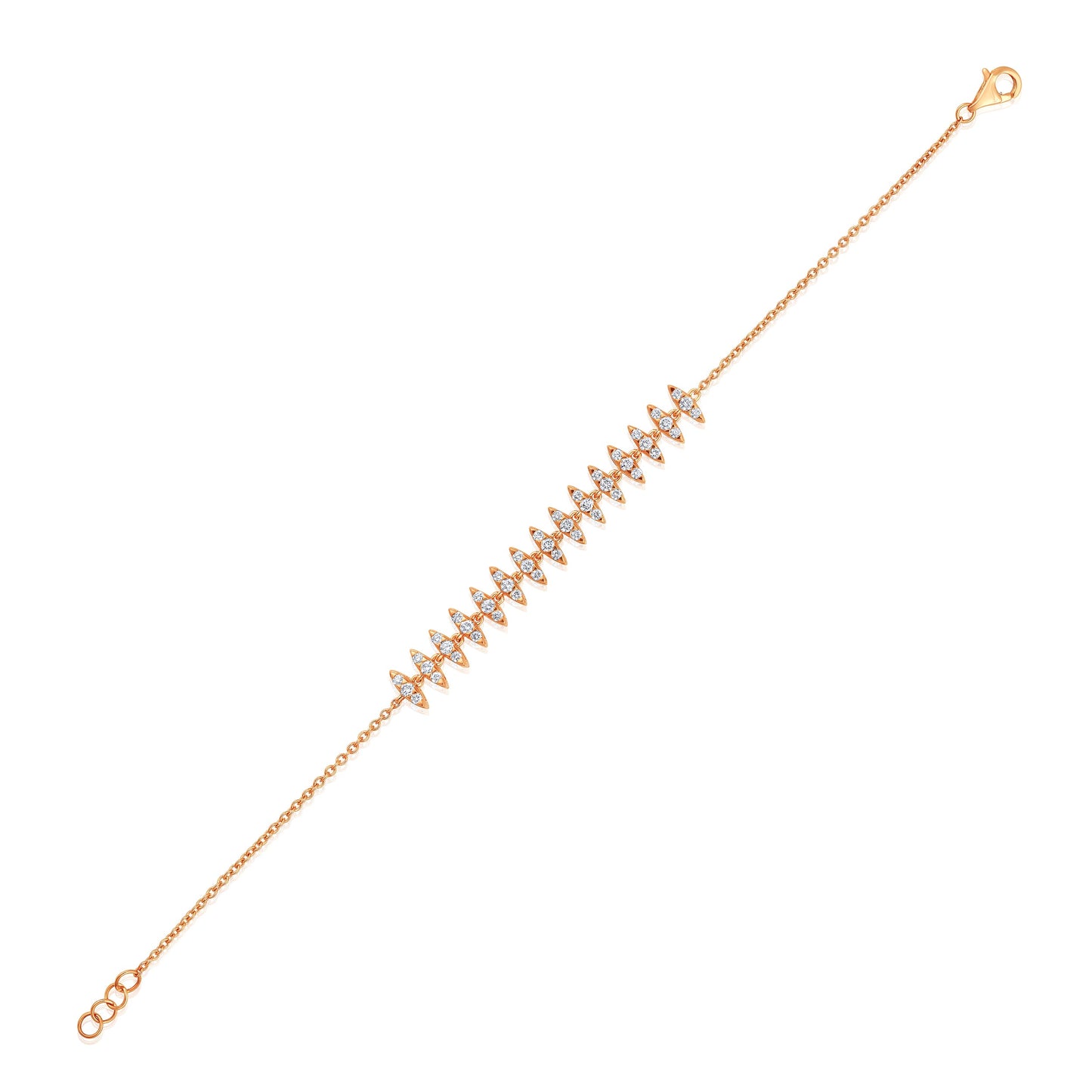 Solid Gold 1ct Natural Diamond Fringe Spike Link Chain Bracelet