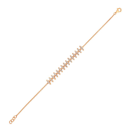 Solid Gold 1ct Natural Diamond Fringe Spike Link Chain Bracelet
