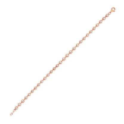 Solid Gold 1.8ct Natural Diamond Spike Bezel Tennis Link Bracelet