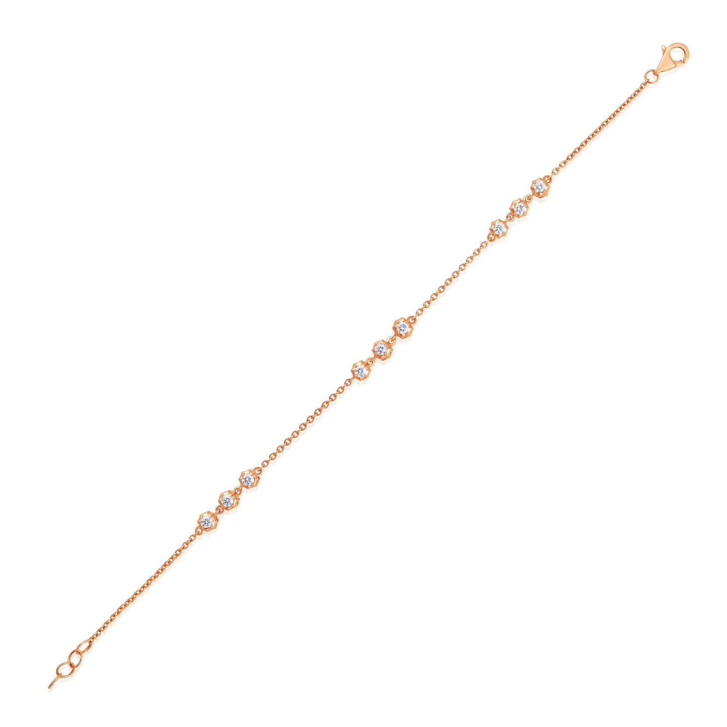 Solid Gold 0.5ct Natural Diamond Spike Bezel By Yard Chain Link Bracelet