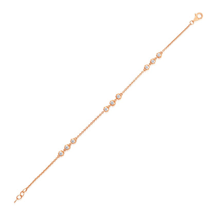 Solid Gold 0.5ct Natural Diamond Spike Bezel By Yard Chain Link Bracelet